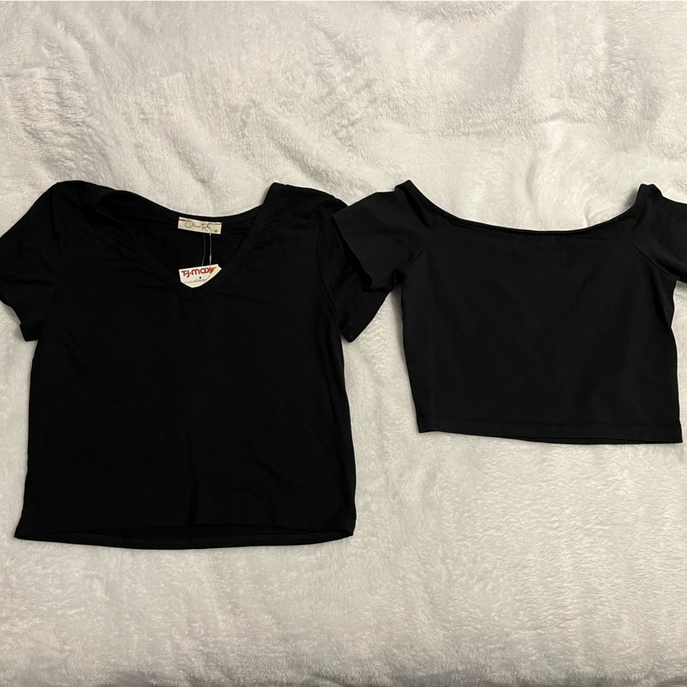 Set of 2 Black Crop Tops- Small